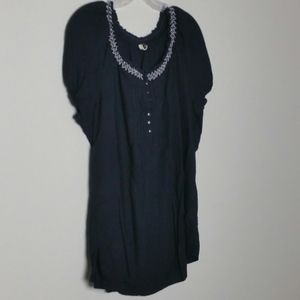 Short Sleeve Black Blouse, Detailed Collar size 16